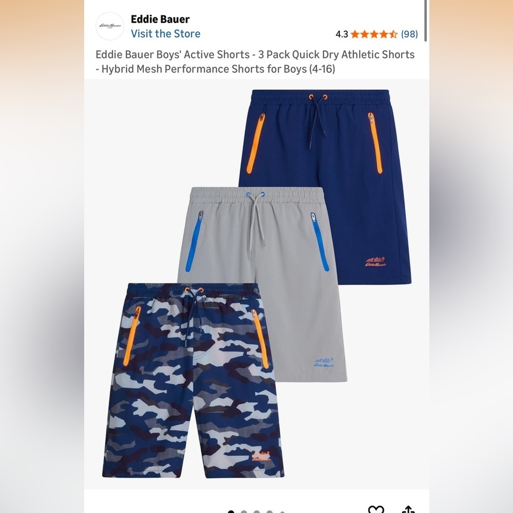 Eddie Bauer Kids Active Shorts Set of 3 Active Shorts - MSRP $79